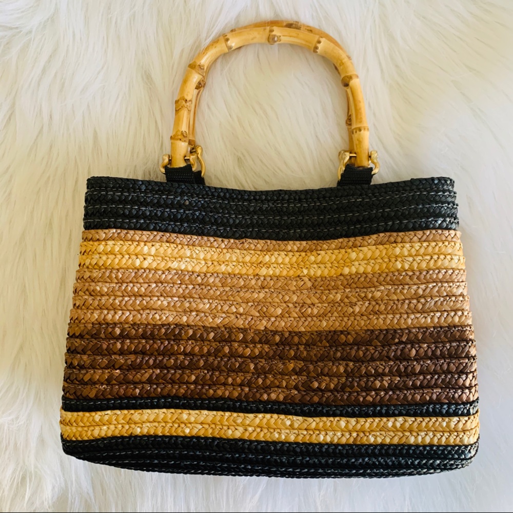 Sonoma Rattan Bamboo Handle Purse - Picture 1 of 16
